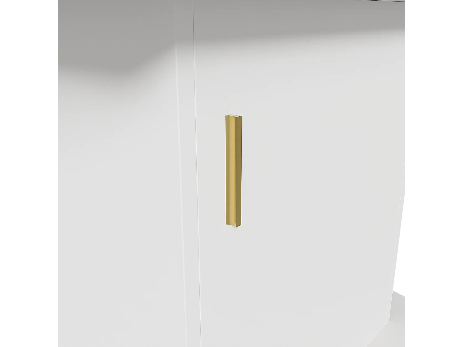 Table à manger ovale extensible avec rangement - poignée dorée -Blanc 110(130)x70x75cm