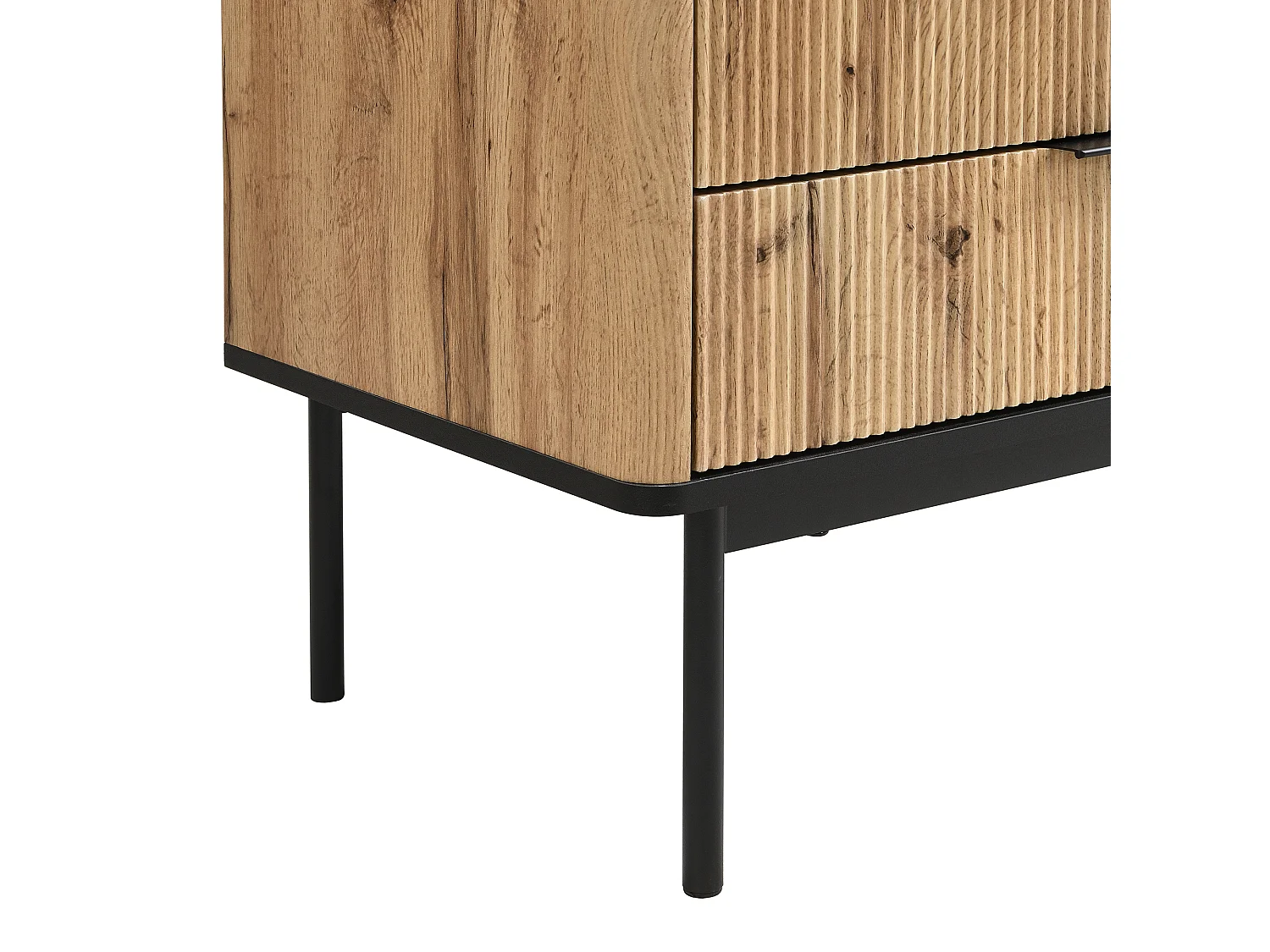 Commode avec 8 tiroirs 120 x 39.5 x 80 cm en bois MDF - Plateau noir - Couleur bois