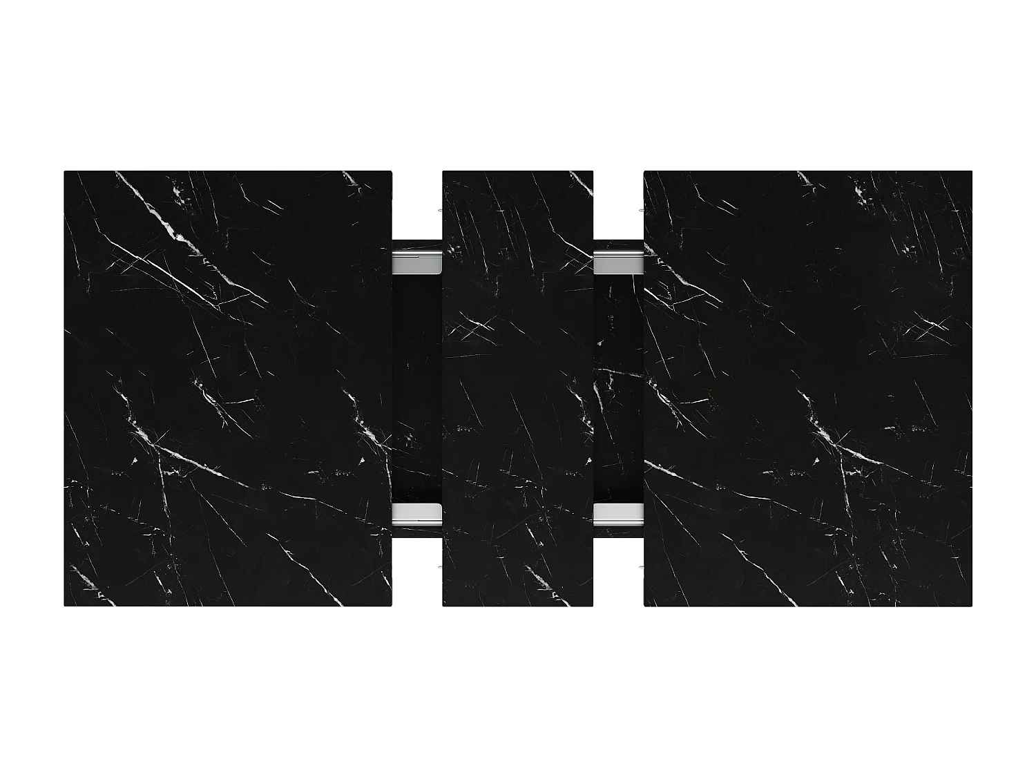 Table à manger extensible 4 à 6 personnes - Plateau effet marbre noire - Bois MDF