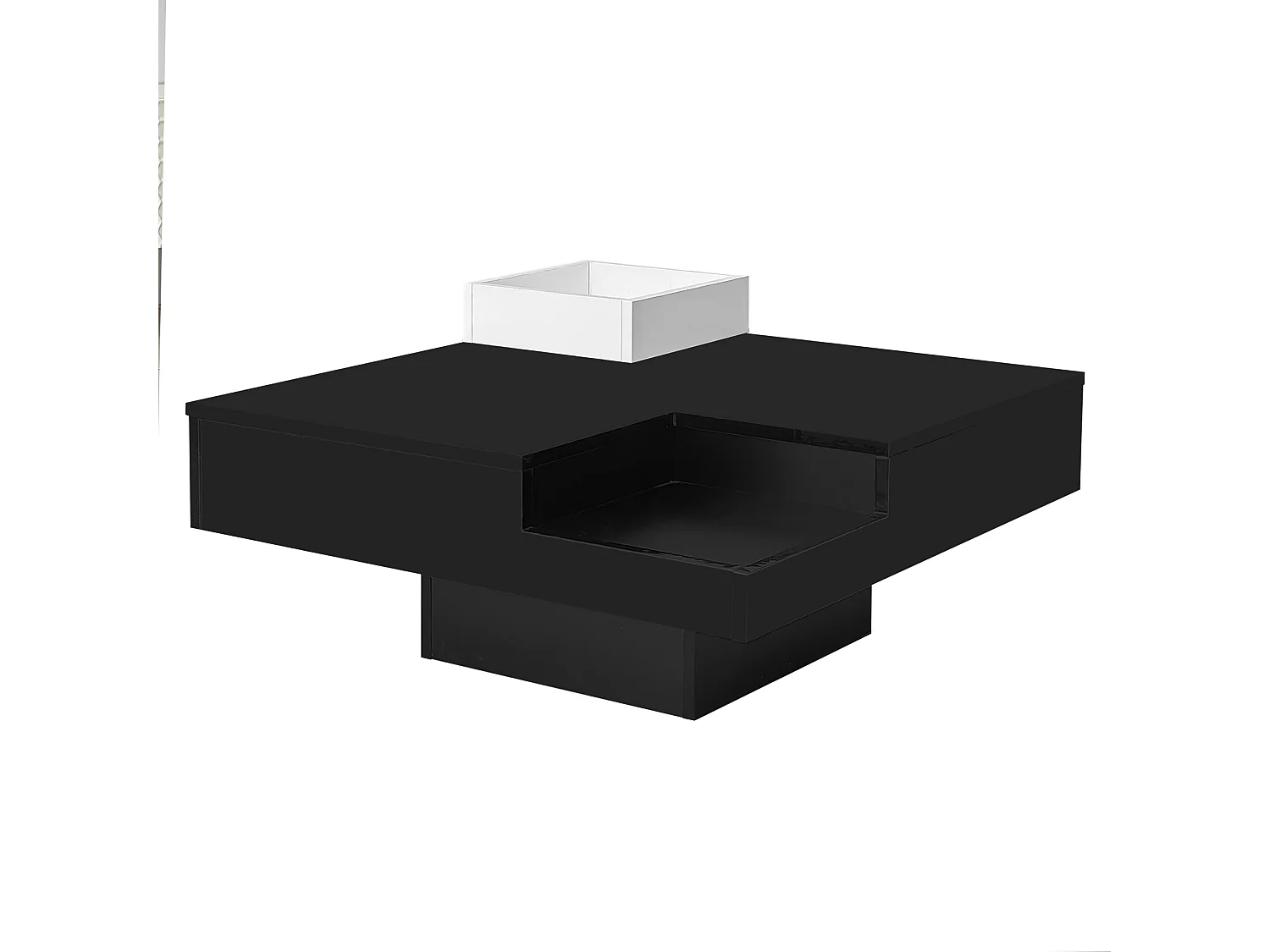 Salontafel met LED en uitneembare box - Glanzend zwarte afwerking