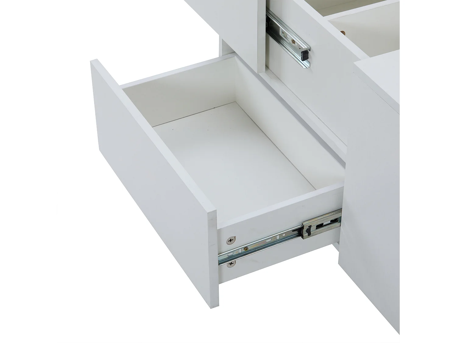 Table basse avec plateau coulissant et 4 tiroirs - Blanc 90 x 55 x 45 cm