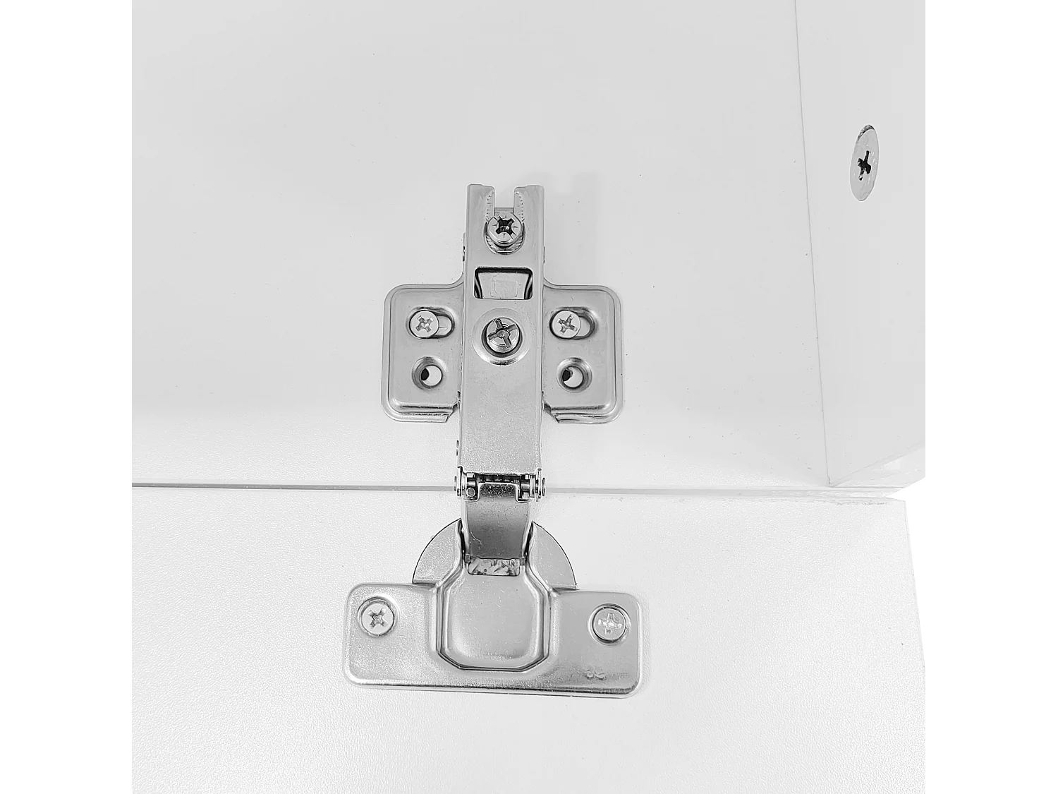 Table basse blanche avec LED et rangement - Plateau finition brillant et central en verre