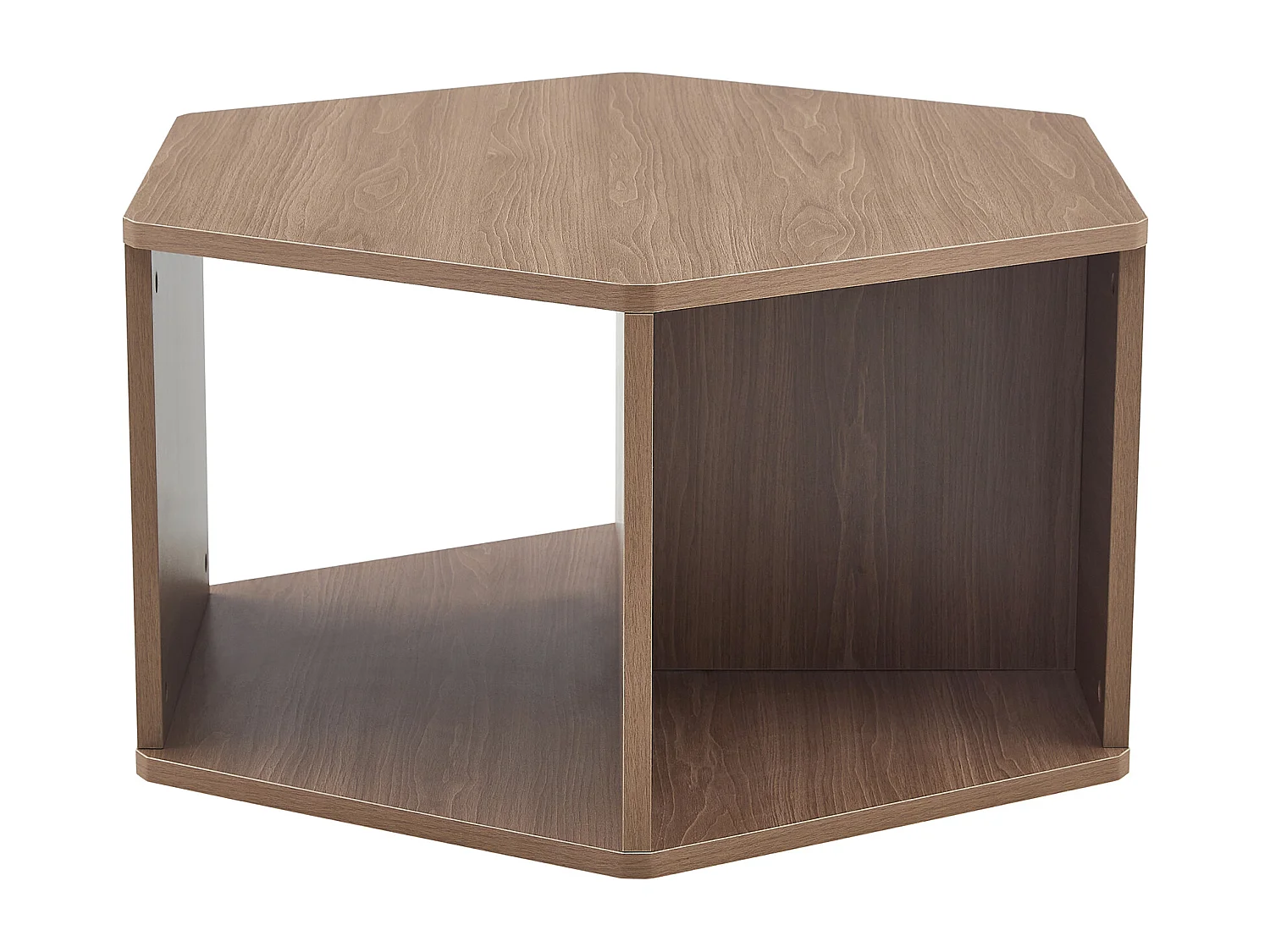 Zeshoekige salontafel met opbergruimte, 79 x 69,4 x 40 cm - Bruin