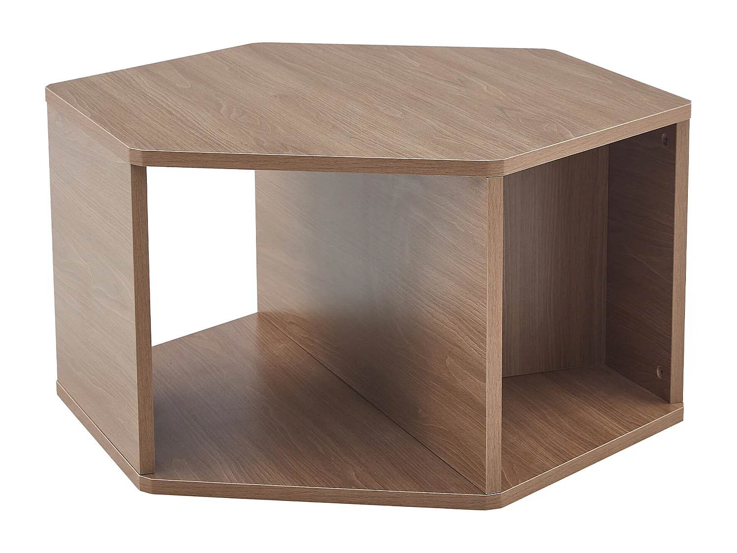 Zeshoekige salontafel met opbergruimte, 79 x 69,4 x 40 cm - Bruin