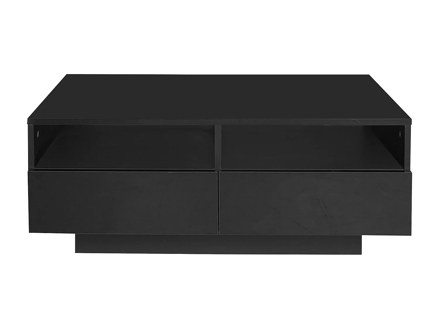 Table basse laquée brillante avec 4 tiroirs et LED 16 couleurs - Pour salon et chambres - Noir