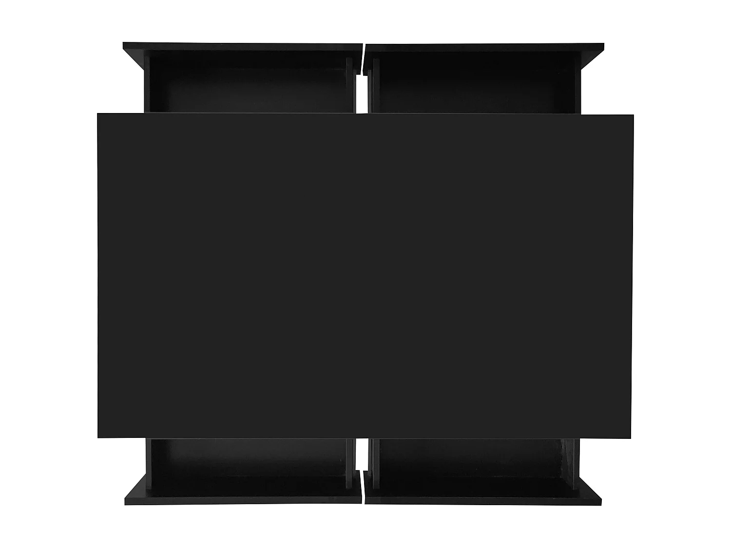 Table basse laquée brillante avec 4 tiroirs et LED 16 couleurs - Pour salon et chambres - Noir