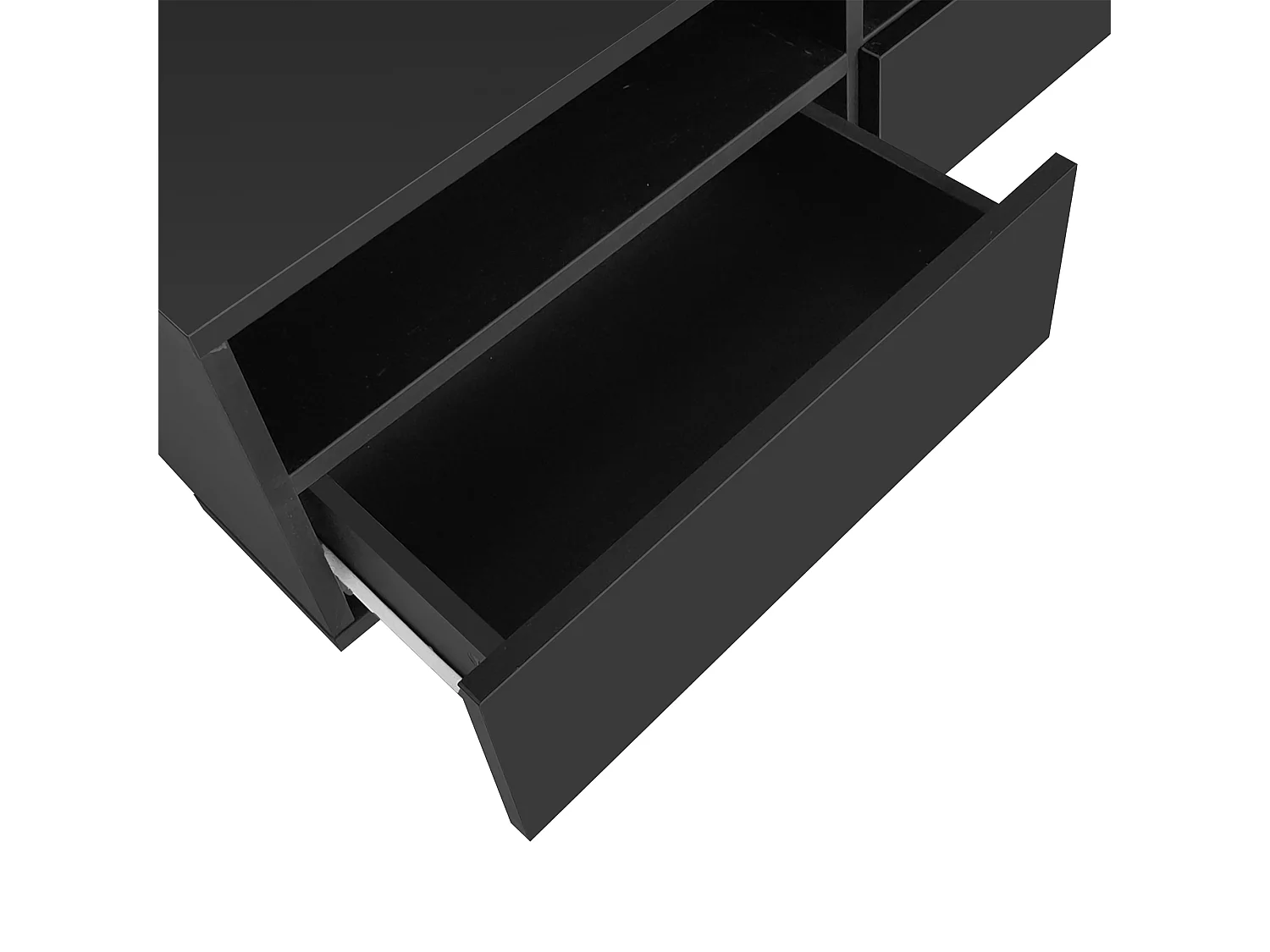 Table basse laquée brillante avec 4 tiroirs et LED 16 couleurs - Pour salon et chambres - Noir