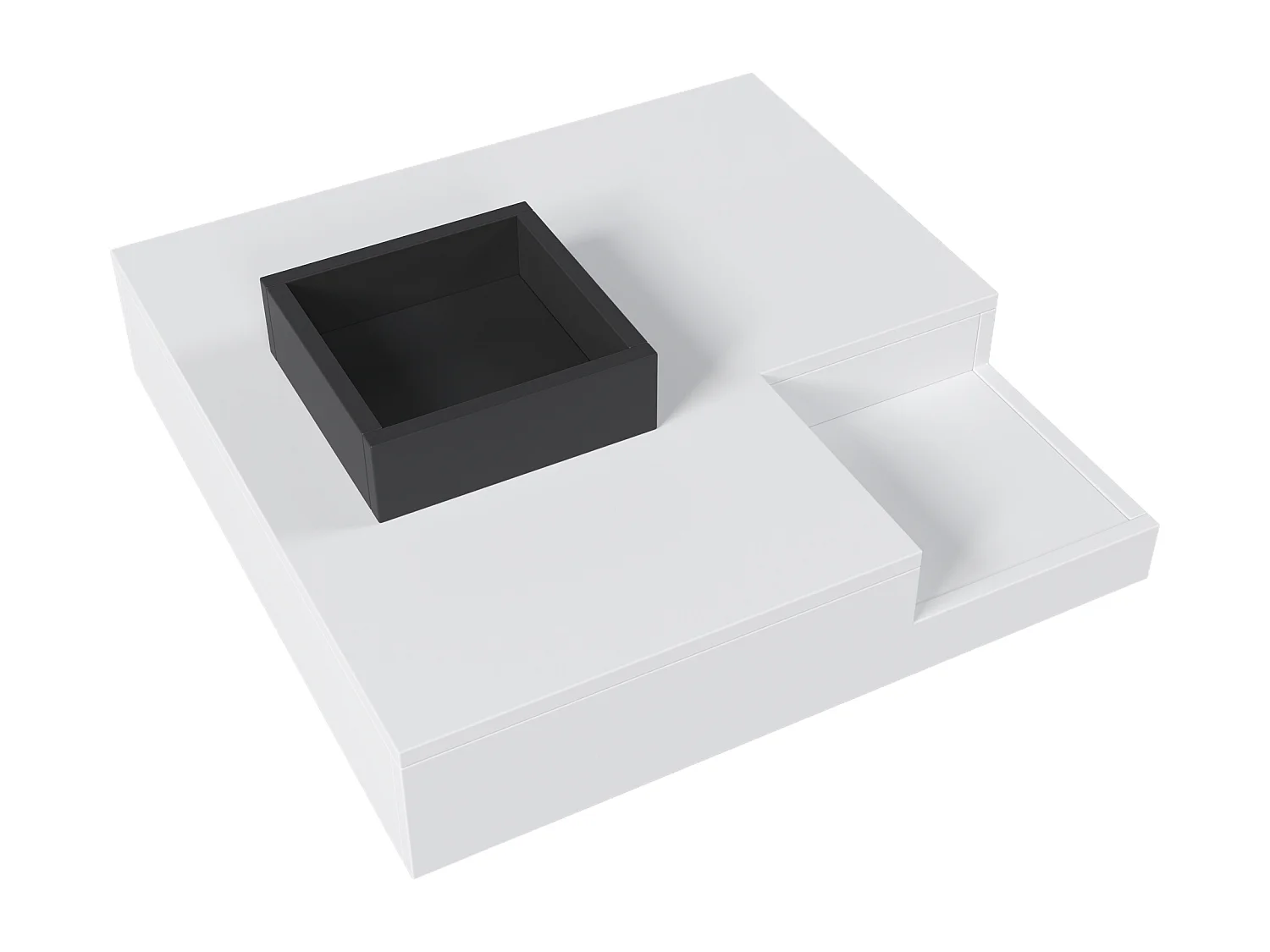 Table basse avec LED et boîte amovible - Finition brillant blanche