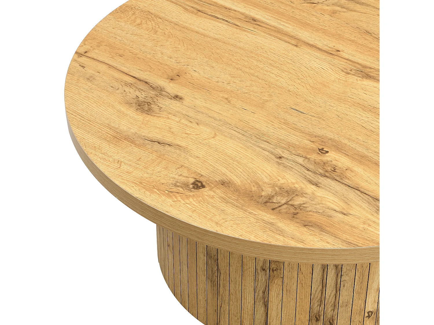 Table basse rond - Lot de 2 - Rayures verticales boise