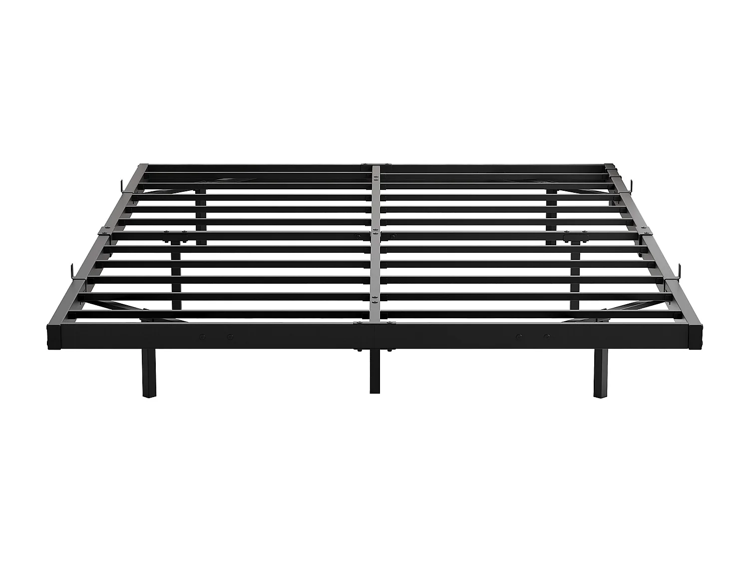 Lit adulte 140x190cm avec LED et station de recharge - Lit flottant en métal - Sans tête de lit - Noir