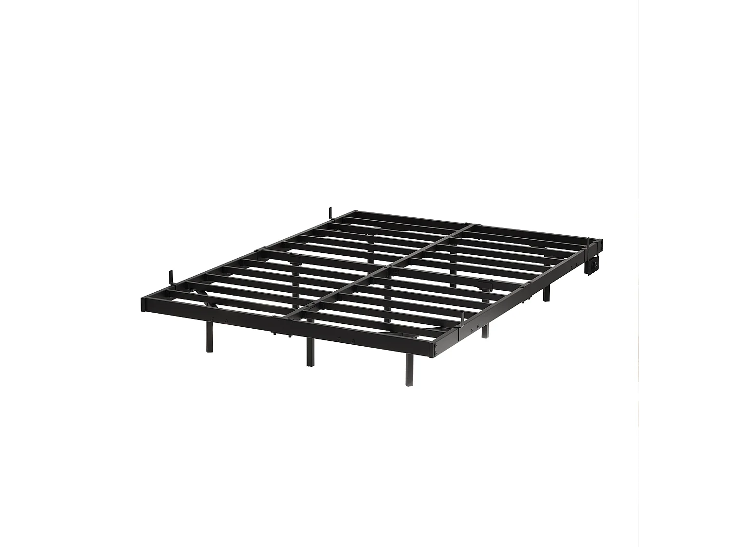 Lit adulte 140x190cm avec LED et station de recharge - Lit flottant en métal - Sans tête de lit - Noir