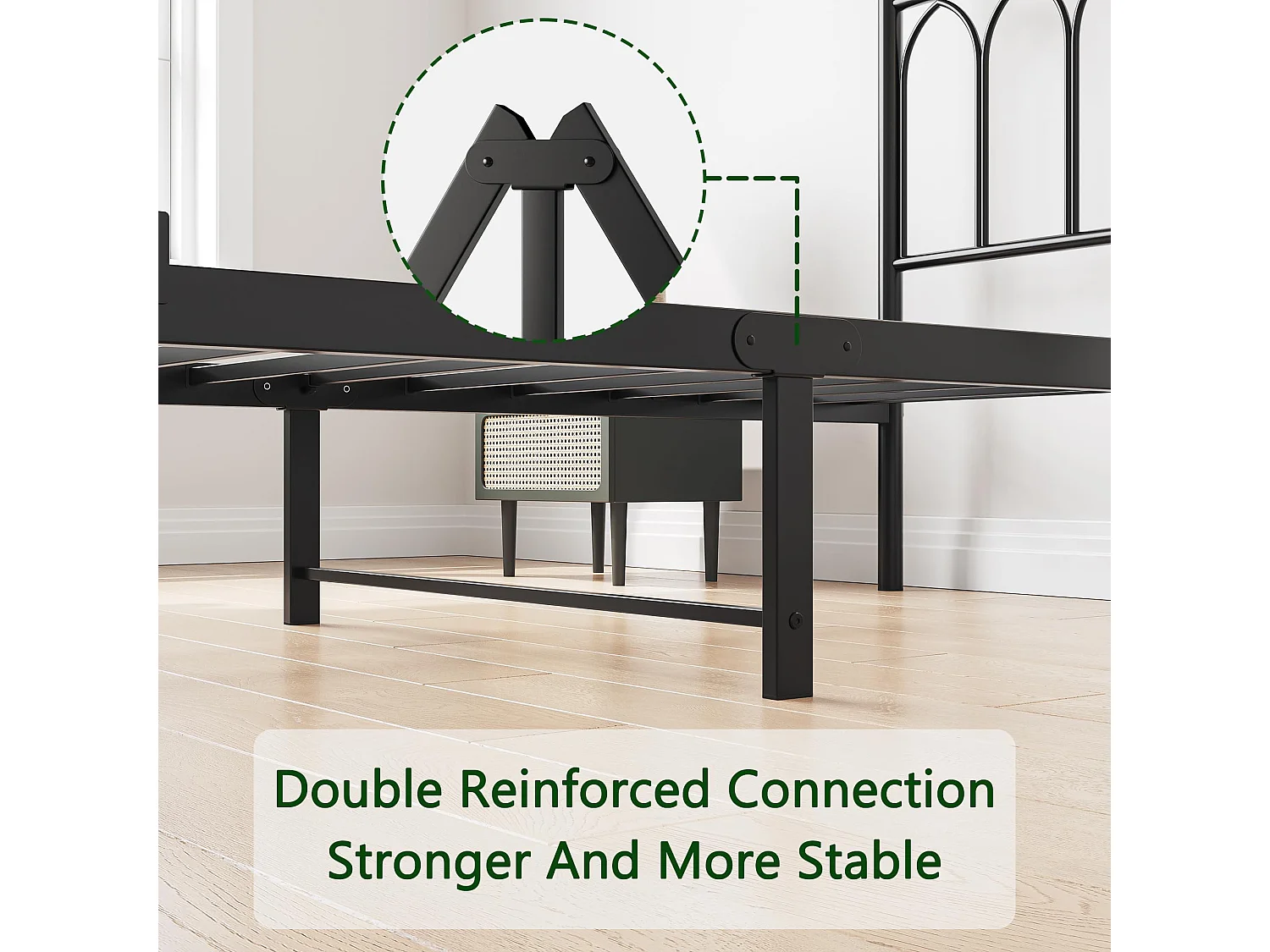 Cadre de lit en métal 90x200 cm - Lit simple avec tête de lit - Noir