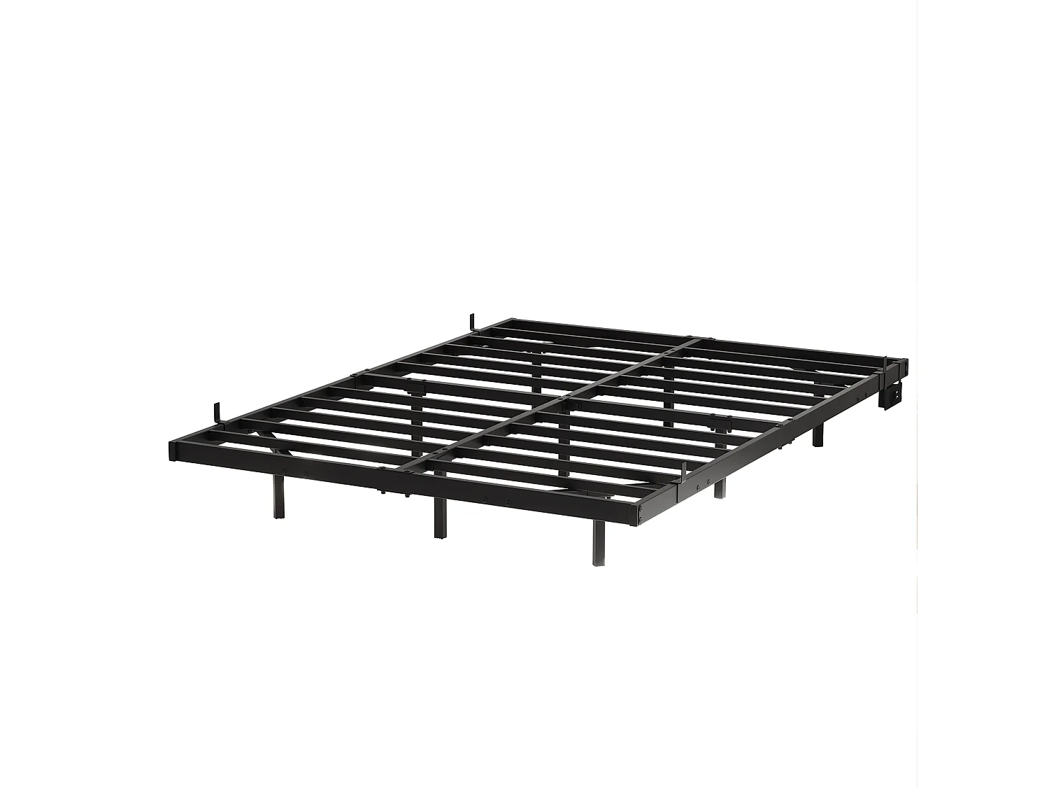 Lit adulte 140x200cm avec LED et station de recharge - Lit flottant en métal - Sans tête de lit - Noir