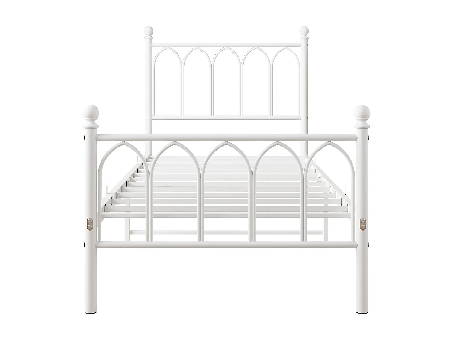 Cadre de lit en métal 90x200 cm - Lit simple avec tête de lit - Blanc