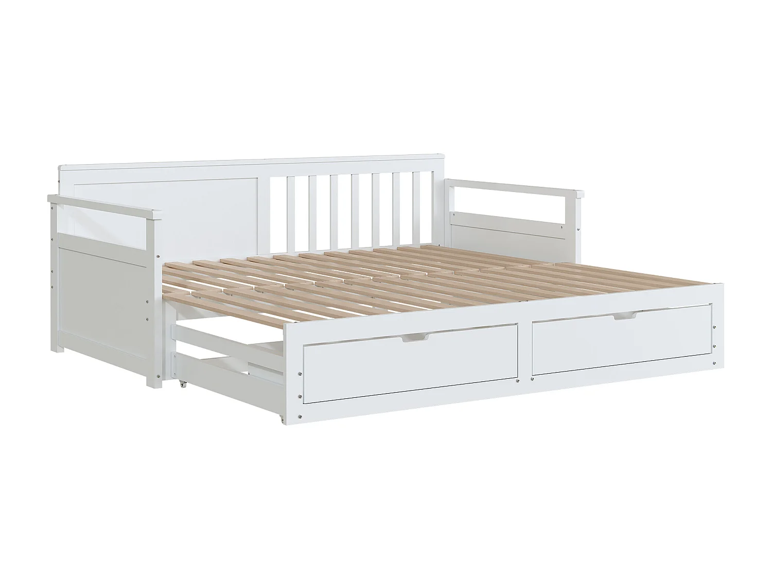 Lit banquette 90 (180) x 190cm avec 2 tiroirs - Multifonctionnel 2 en 1 en bois - Blanc