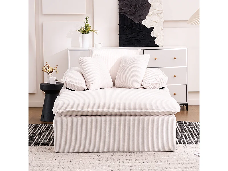 1-zits relaxbank - Corduroy loungestoel - Geen montage nodig - Wit