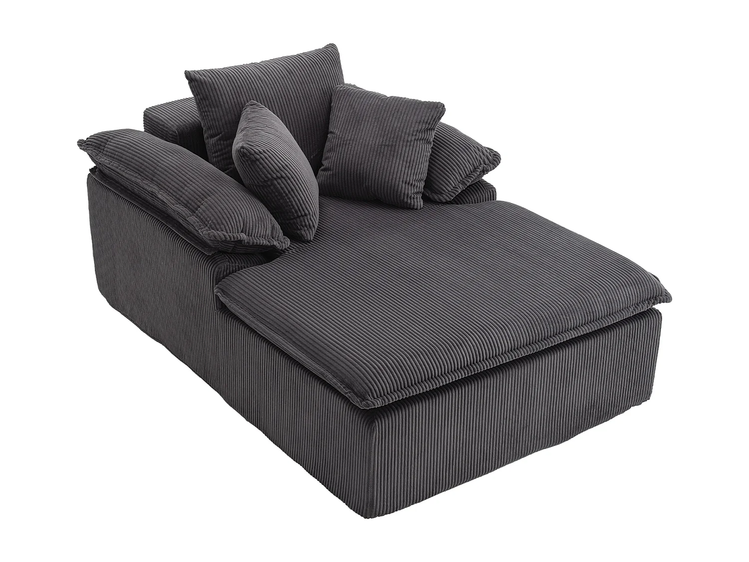 Canapé inclinable 1 place - Fauteuil lounge en velours côtelé - Sans montage - Gris