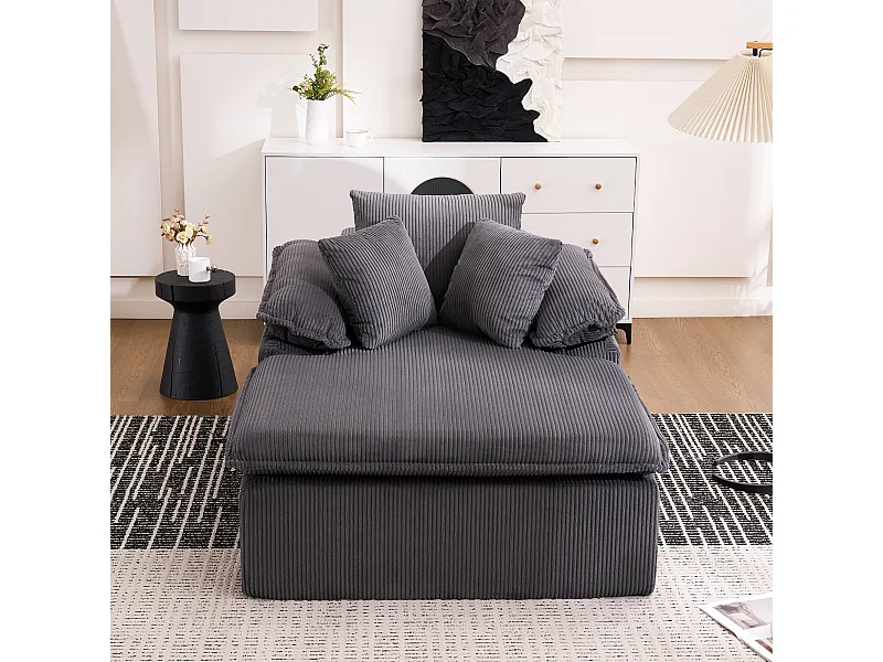 1-zits relaxbank - Corduroy loungestoel - Geen montage nodig - Grijs