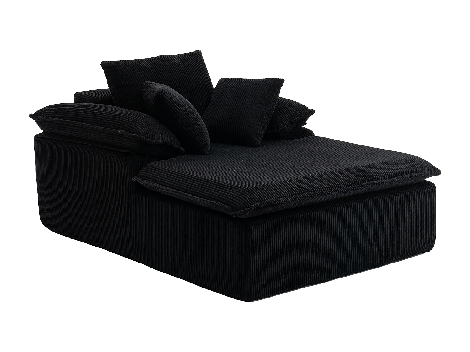 Canapé inclinable 1 place - Fauteuil lounge en velours côtelé - Sans montage - Noir