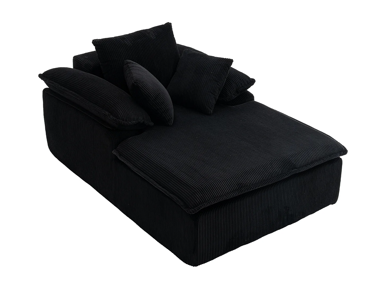 Canapé inclinable 1 place - Fauteuil lounge en velours côtelé - Sans montage - Noir