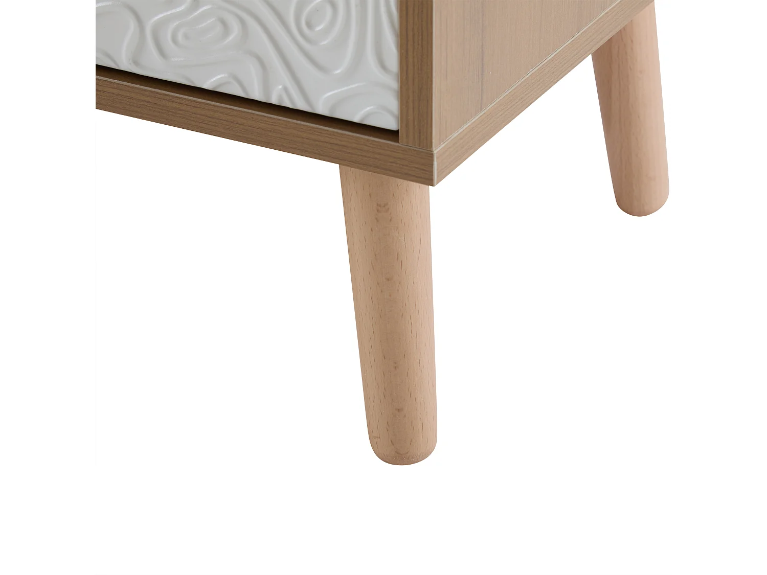 TV-meubel met 3 lades - Gestructureerd wit deurpaneel - Natuurlijke kleur 150x35x39cm