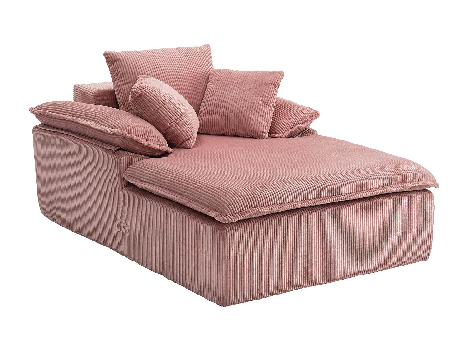 Canapé inclinable 1 place - Fauteuil lounge en velours côtelé - Sans montage - Rose