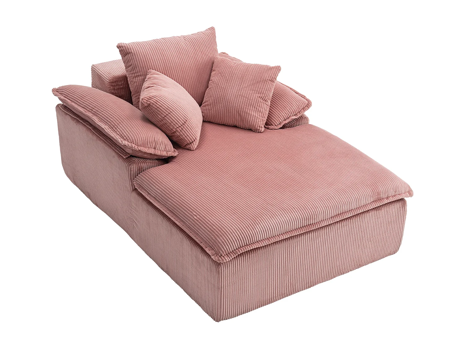 Canapé inclinable 1 place - Fauteuil lounge en velours côtelé - Sans montage - Rose