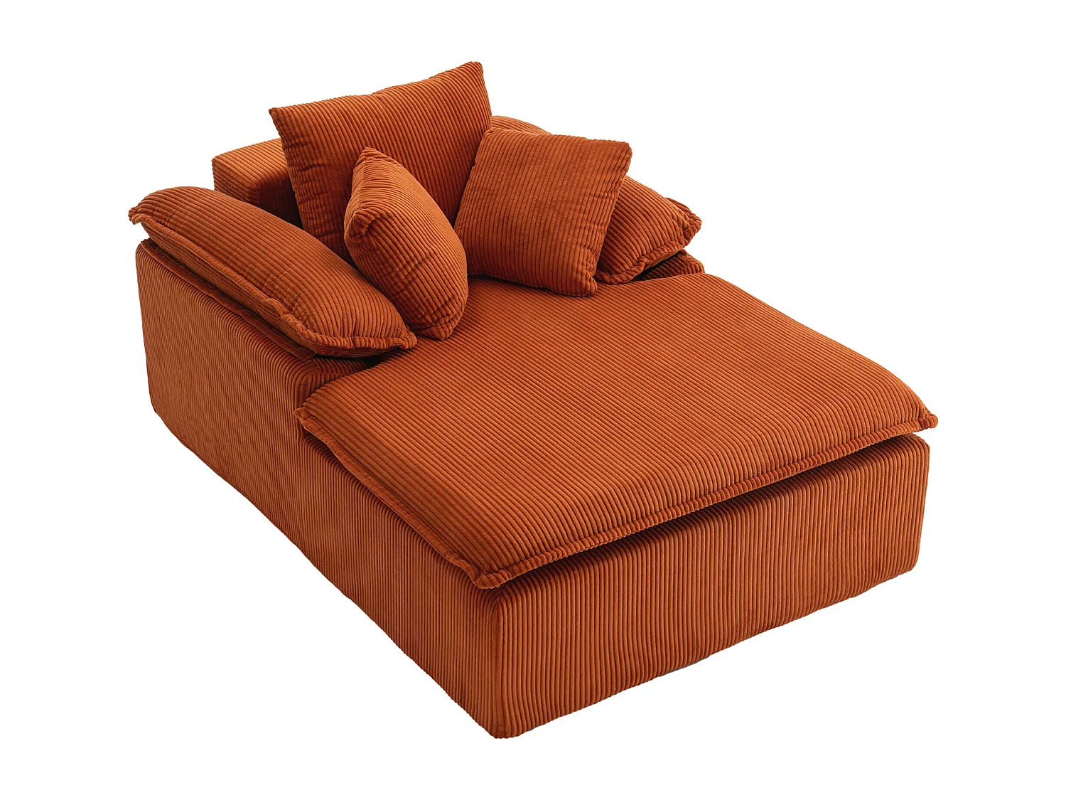 Canapé inclinable 1 place - Fauteuil lounge en velours côtelé - Sans montage - Couleur orange