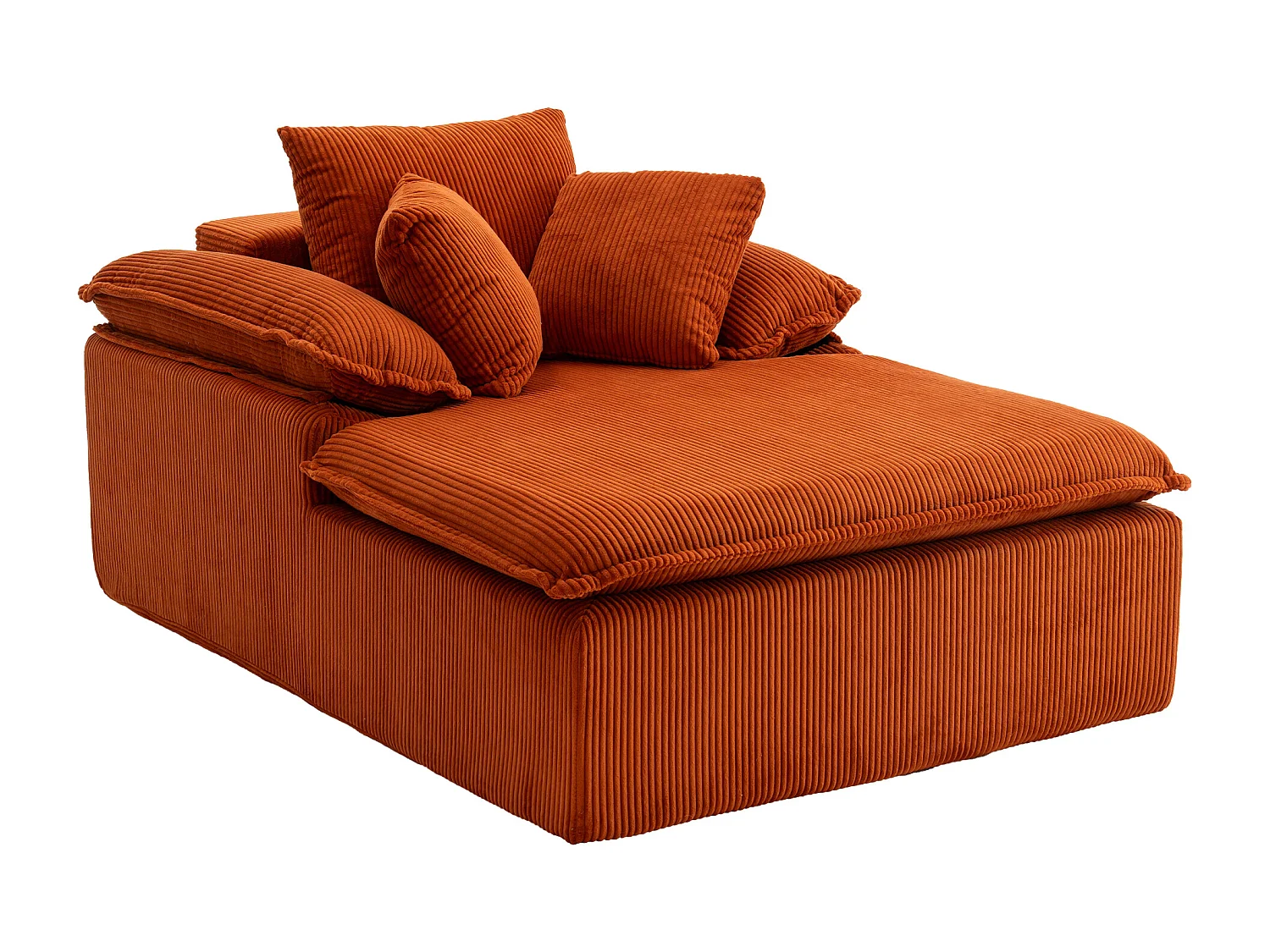 Canapé inclinable 1 place - Fauteuil lounge en velours côtelé - Sans montage - Couleur orange