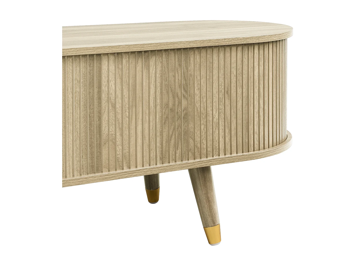 Meuble TV avec 2 tiroirs et 2 portes coulissantes - Couleur bois de chêne