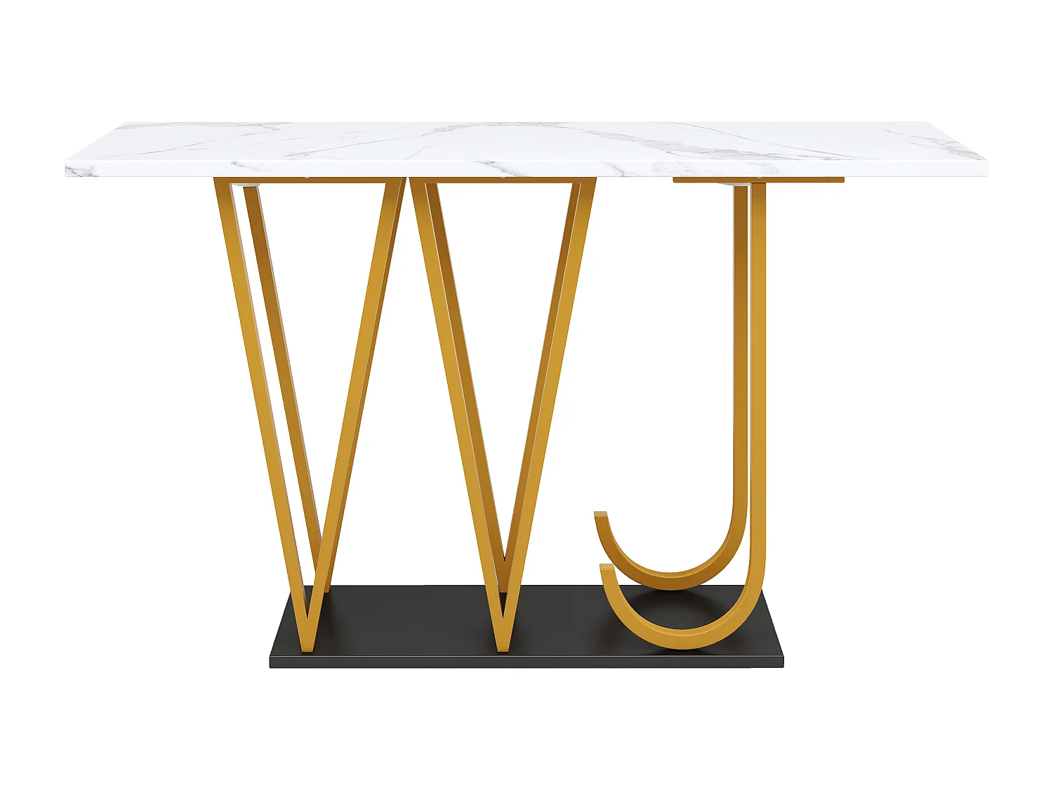 Consoletafel met gouden metalen poten - Marmerlook blad 120 x 29,5 x 80 cm