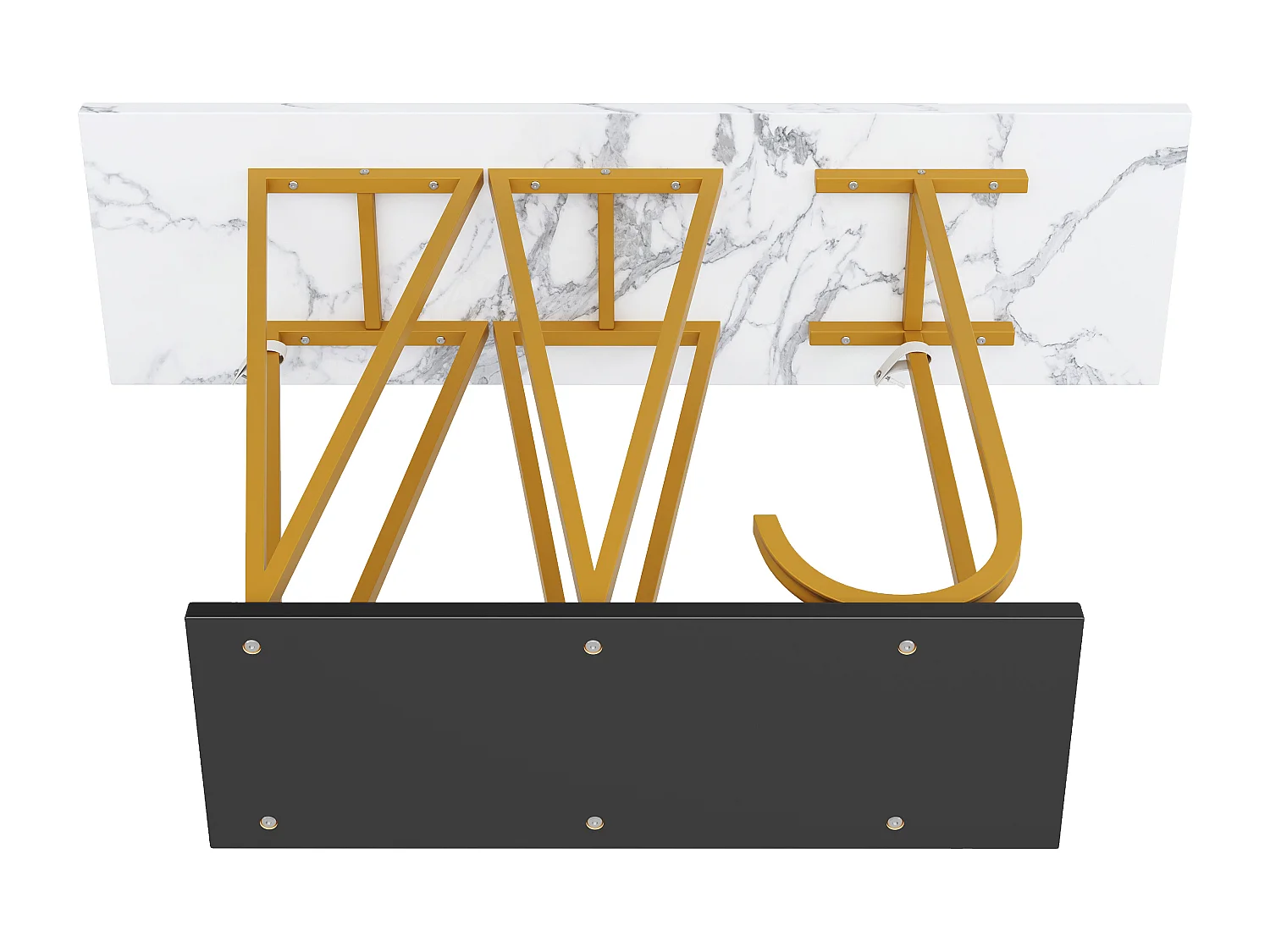 Consoletafel met gouden metalen poten - Marmerlook blad 120 x 29,5 x 80 cm