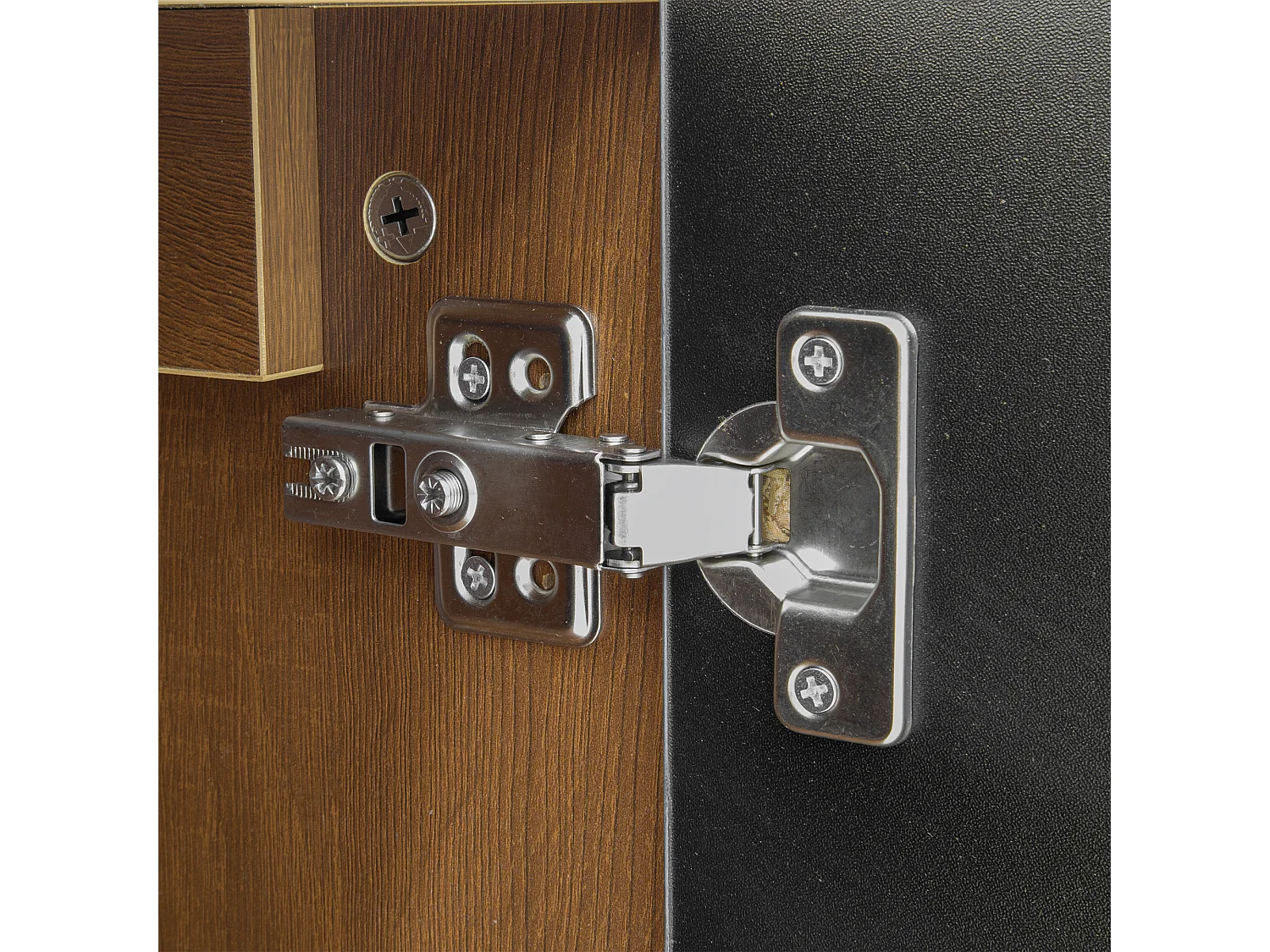 TV-meubel met 4 deuren - Glanzend zwarte afwerking - Houtkleur 180 x 38 x 50 cm