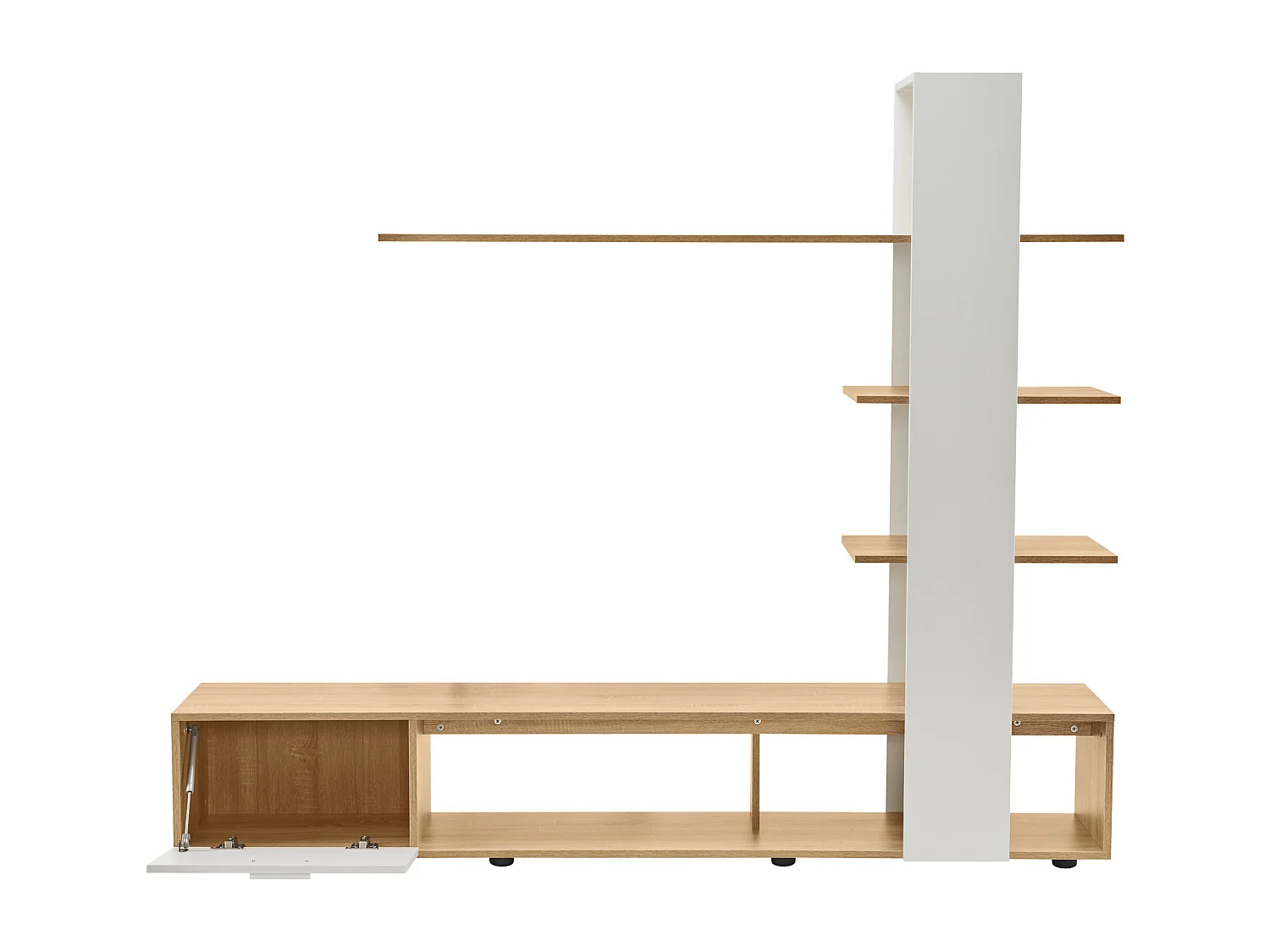 TV-meubel met planken - Wit en houtkleur