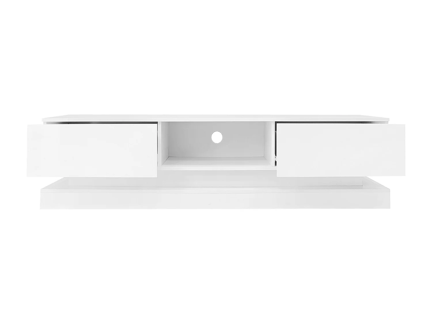 Hoogglans wit gelakt tv-meubel met ledverlichting en 2 lades, 160 x 35 x 40,5 cm
