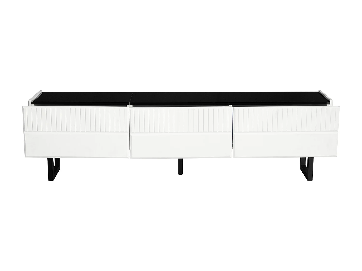 Tv-meubel met 3 lades - Klassiek zwart-wit design - Glanzend blad