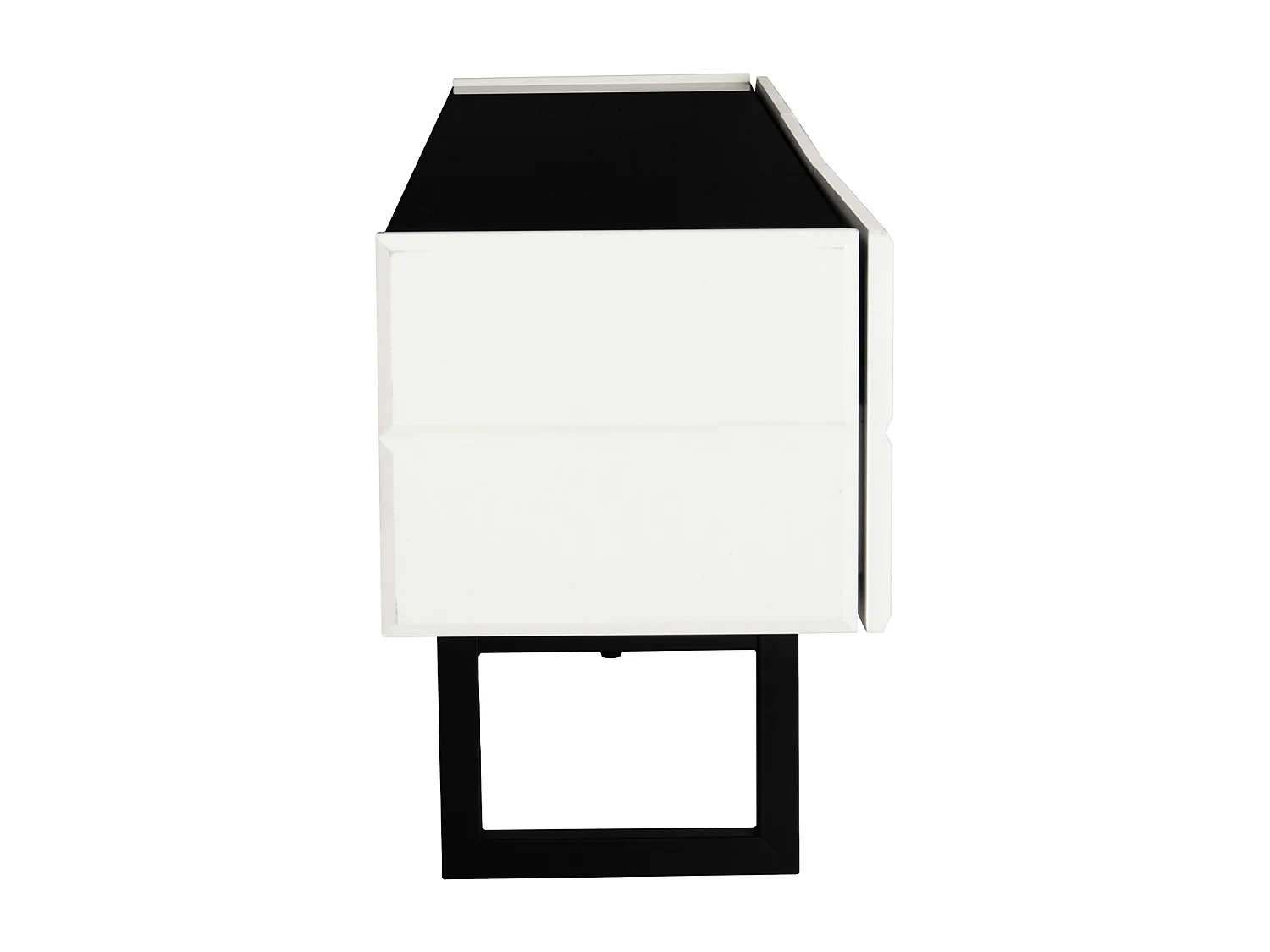 Tv-meubel met 3 lades - Klassiek zwart-wit design - Glanzend blad