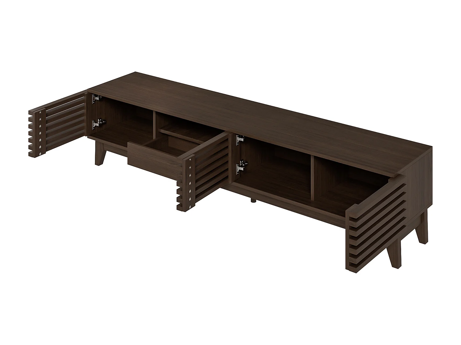 Meuble TV avec 1 tiroir et 3 portes 170 x 35 x 40 cm - Couleur bois