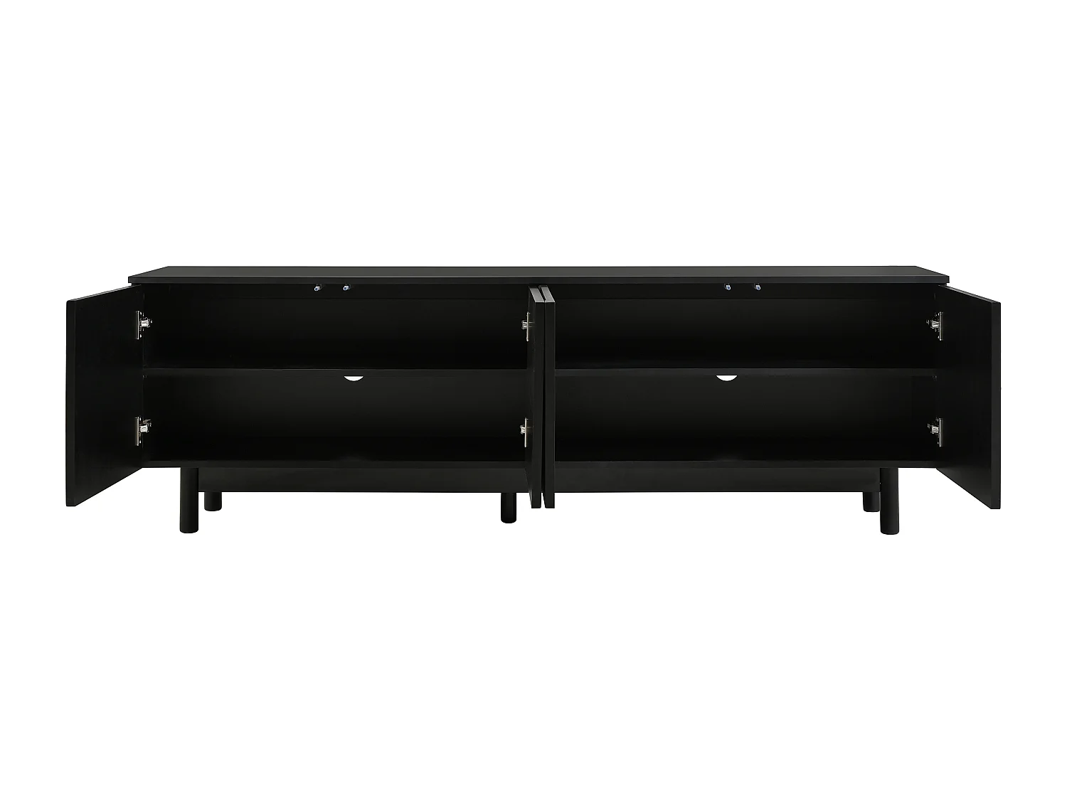 Moderne zwarte tv-standaard met 4 deuren - verstelbare plank - Zwart 175 x 38 x 56 cm