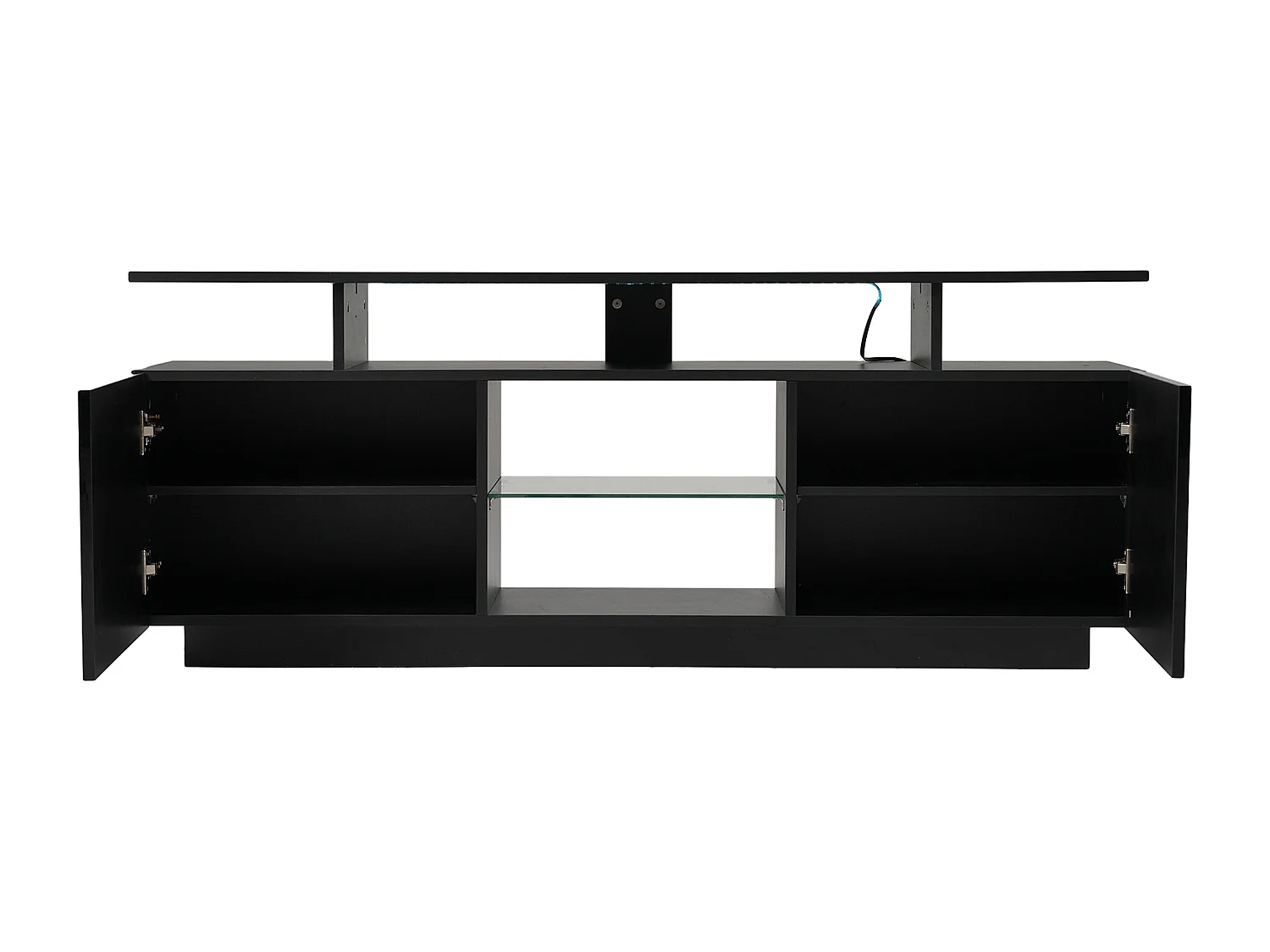 Meuble TV noir avec éclairage LED 16 couleurs et 2 portes - pour  40 à 49 pouces télé