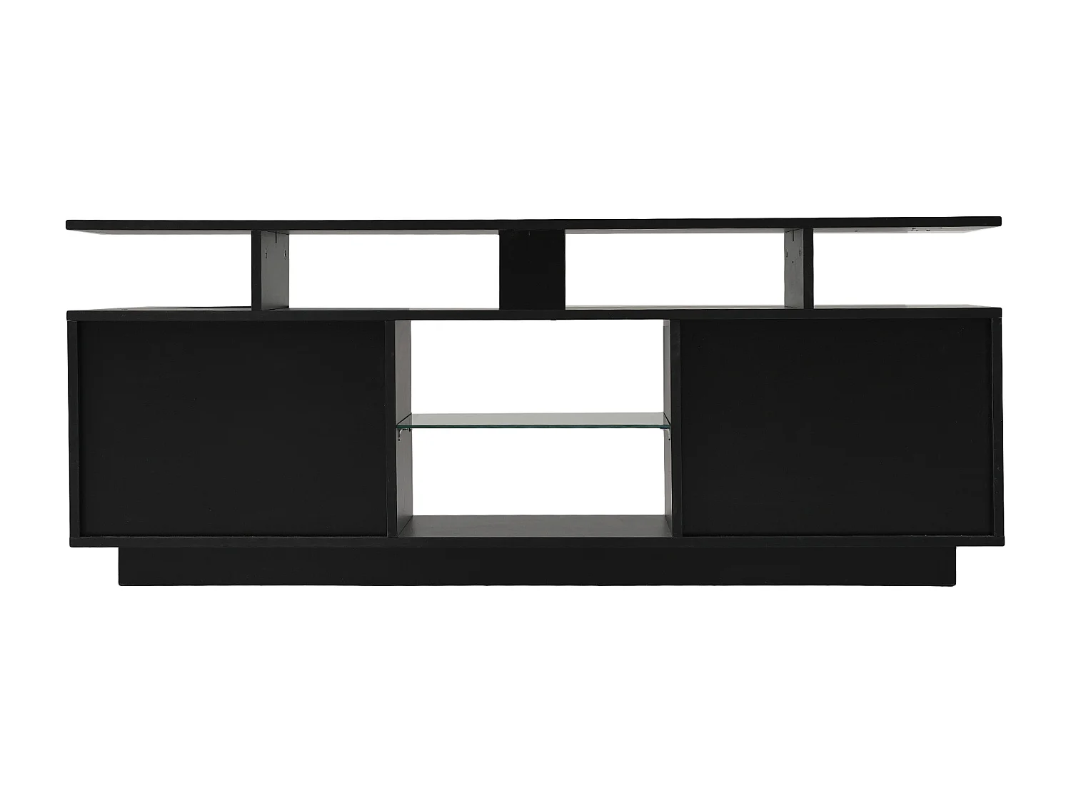 Meuble TV noir avec éclairage LED 16 couleurs et 2 portes - pour  40 à 49 pouces télé