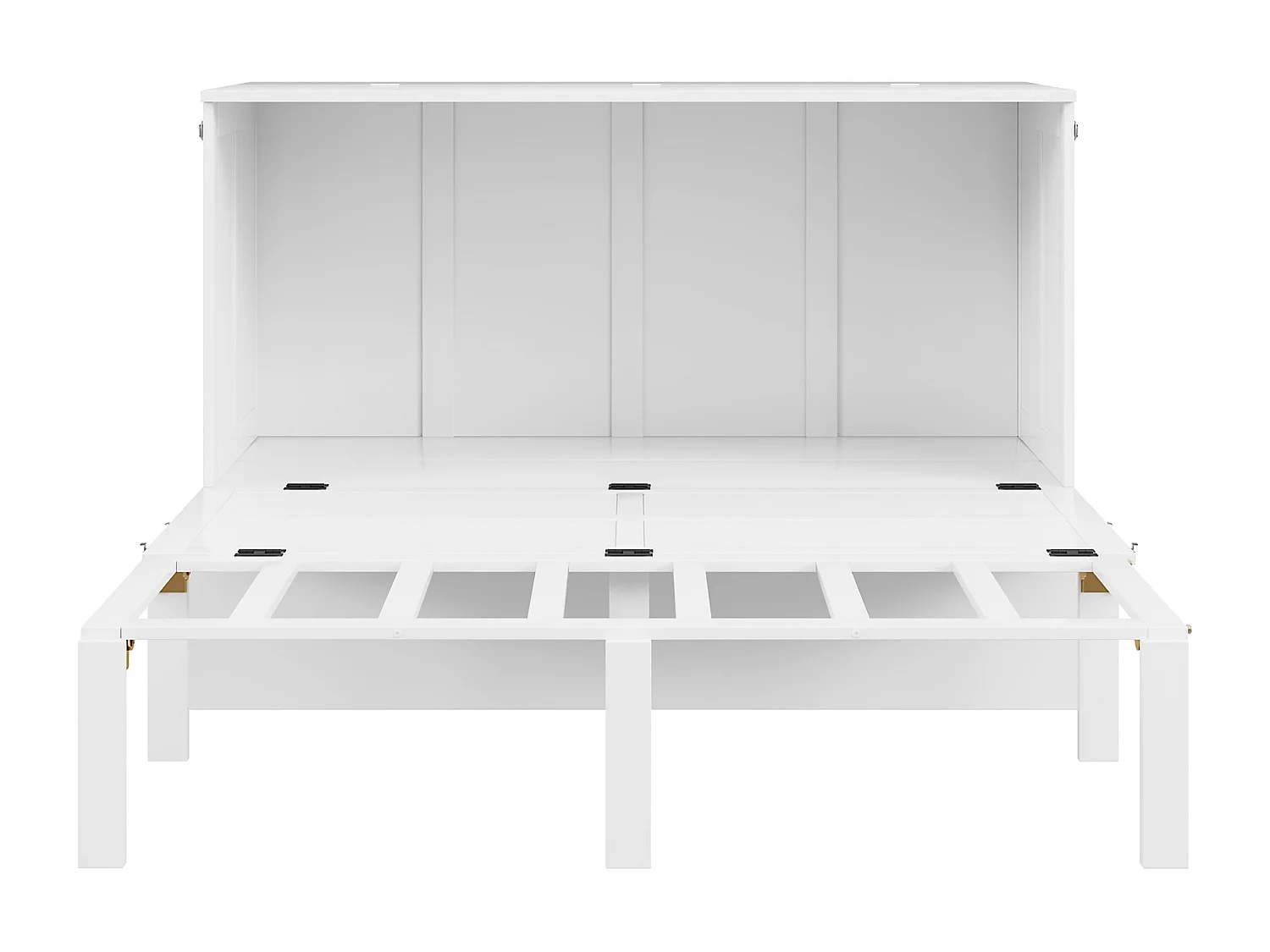 Lit escamotable 140x200 cm, avec sommier à lattes - Lit enfant / adulte - Bois blanc