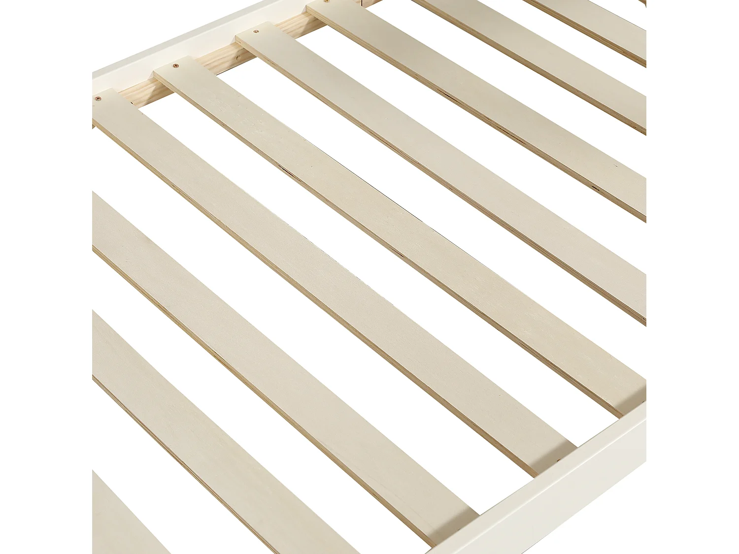 Lit superposé enfant 90x200cm avec escalier, rideaux et toboggan - Bois en pin et MDF - Blanc