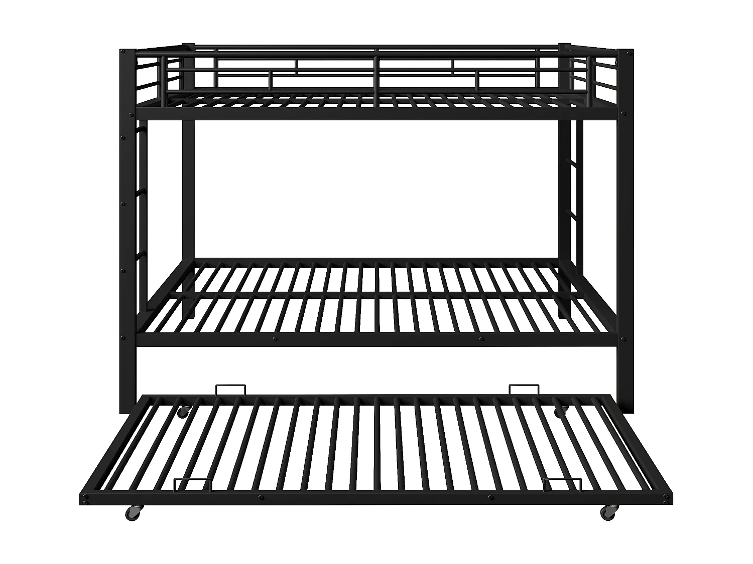 Beliche 140x200cm com cama auxiliar 90x190cm - Estrutura metálica com grades de segurança - Preto