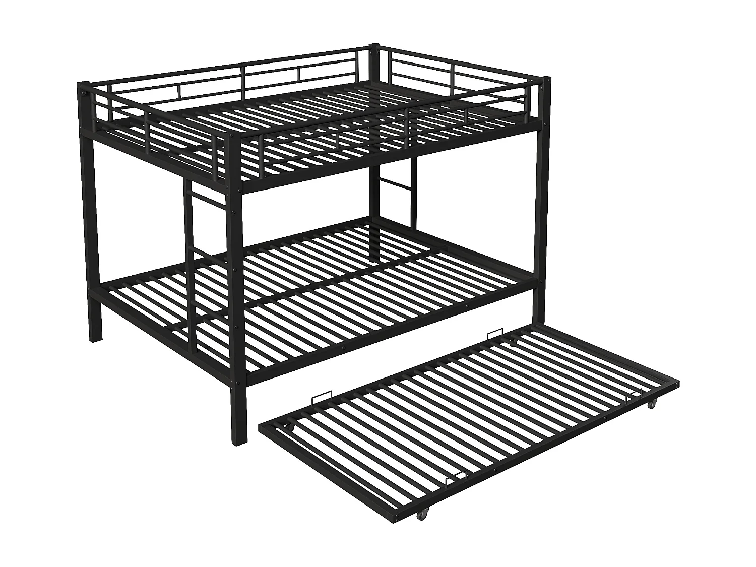 Beliche 140x200cm com cama auxiliar 90x190cm - Estrutura metálica com grades de segurança - Preto