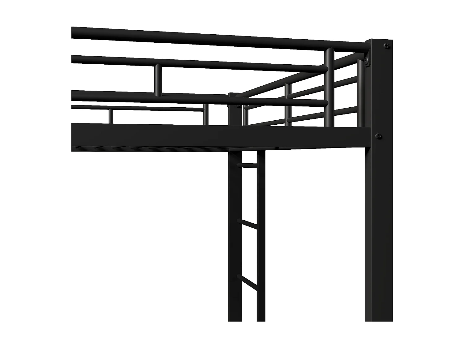 Lit superposé 140x200cm avec lit gigogne 90x190cm - Lit à cadre métallique avec barrières de sécurité - Noir