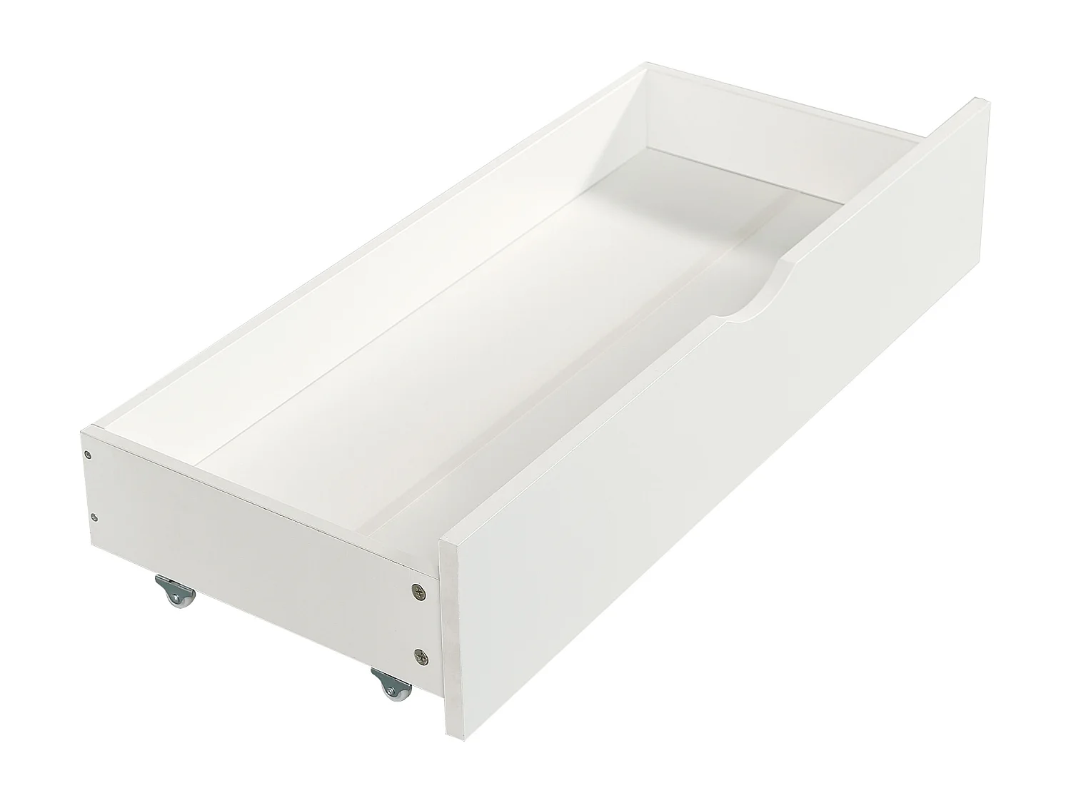 Lit superposé enfants 90x200 cm et 140x200 cm avec étagères et 2 tiroirs - Boie en pin et MDF- Blanc et naturel