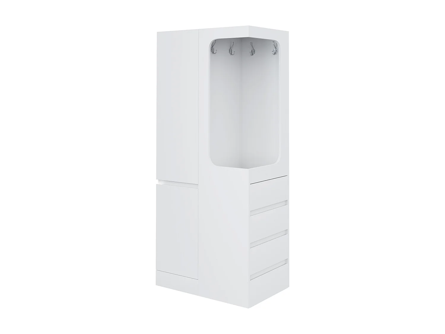 Armoire avec 4 tiroirs et 2 portes - Couleur blanc 70 x 40 x 170 cm