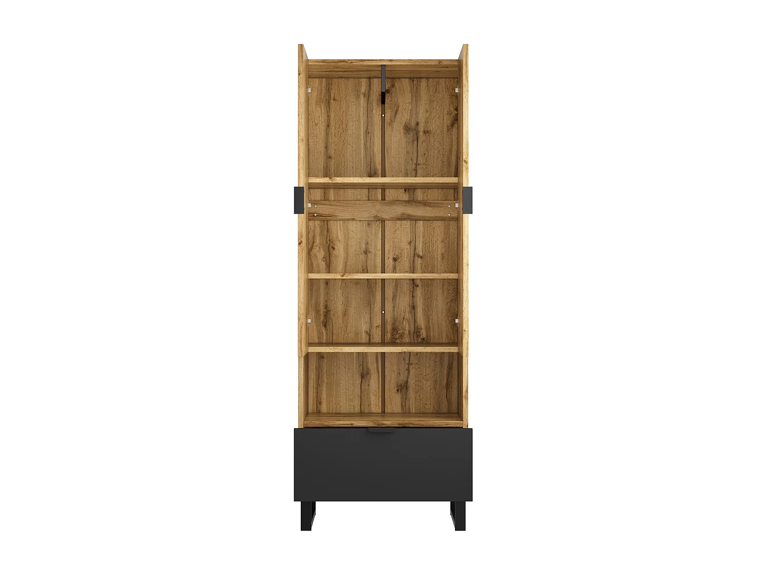 Armoire avec 1 tiroir, 2 portes et tringle à vêtement - Garde-robe en bois PB
