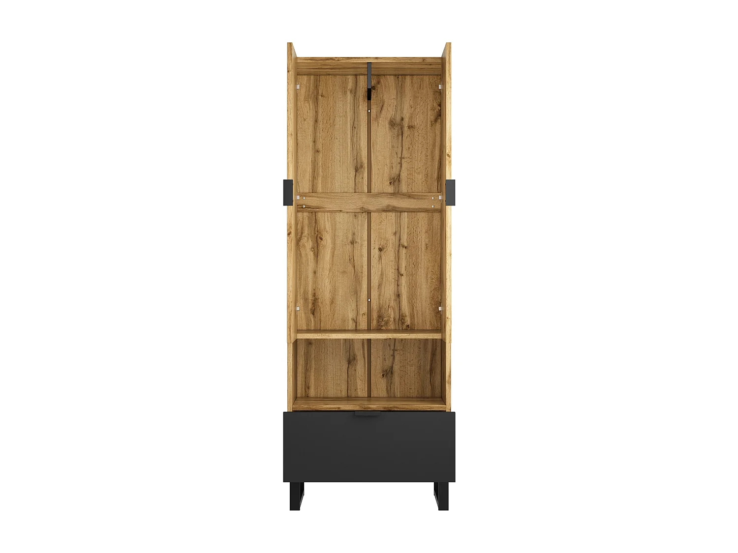 Armoire avec 1 tiroir, 2 portes et tringle à vêtement - Garde-robe en bois PB